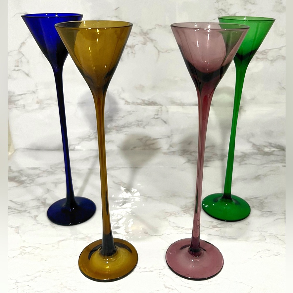 Tall glass La Grande Cordials Shot Liqueur Glasses Colorful Barware (set of 4)